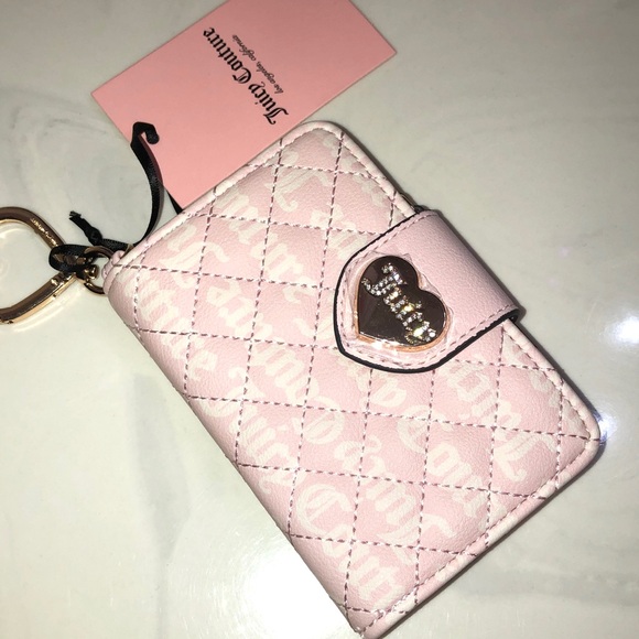 Juicy Couture Quilted Powder Blush Tonal Love Your Couture Tab Card Wallet NWT - Picture 12 of 16